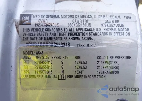 2010 Chevrolet Hhr Lt from USA, damaged, VIN 3GNBABDB8AS553316